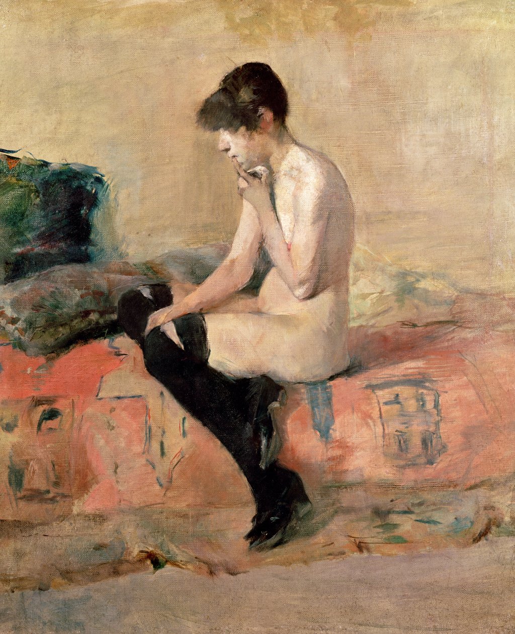 Nackte Frau auf einem Diwan sitzend, 1881 von Henri de Toulouse Lautrec