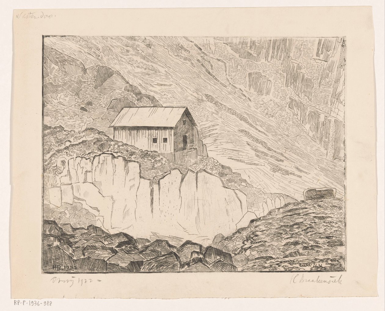 Haus auf einem Berg von Henri Braakensiek (signed by artist)
