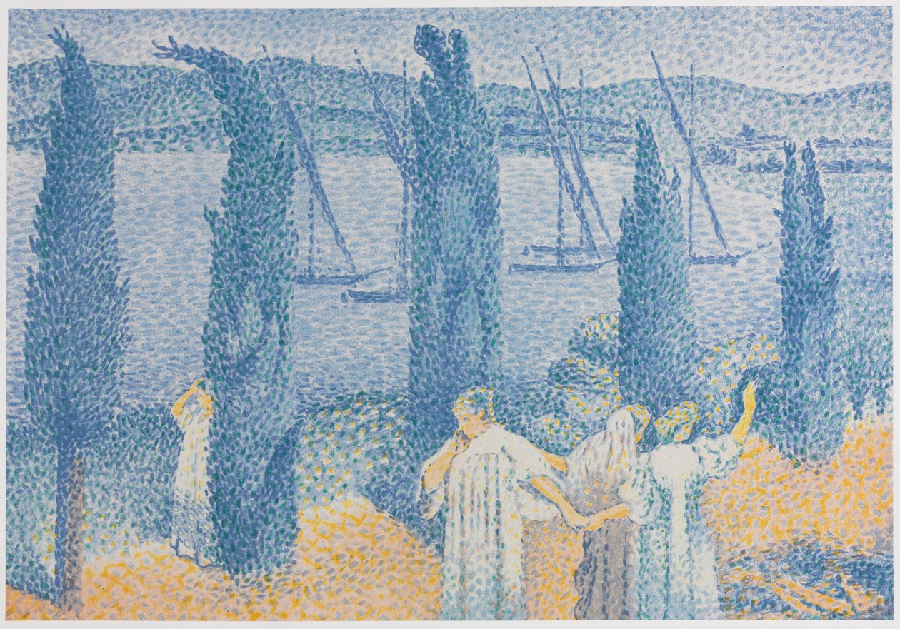 Die Promenade (Landschaft mit Zypressen) von Henri Edmond Cross