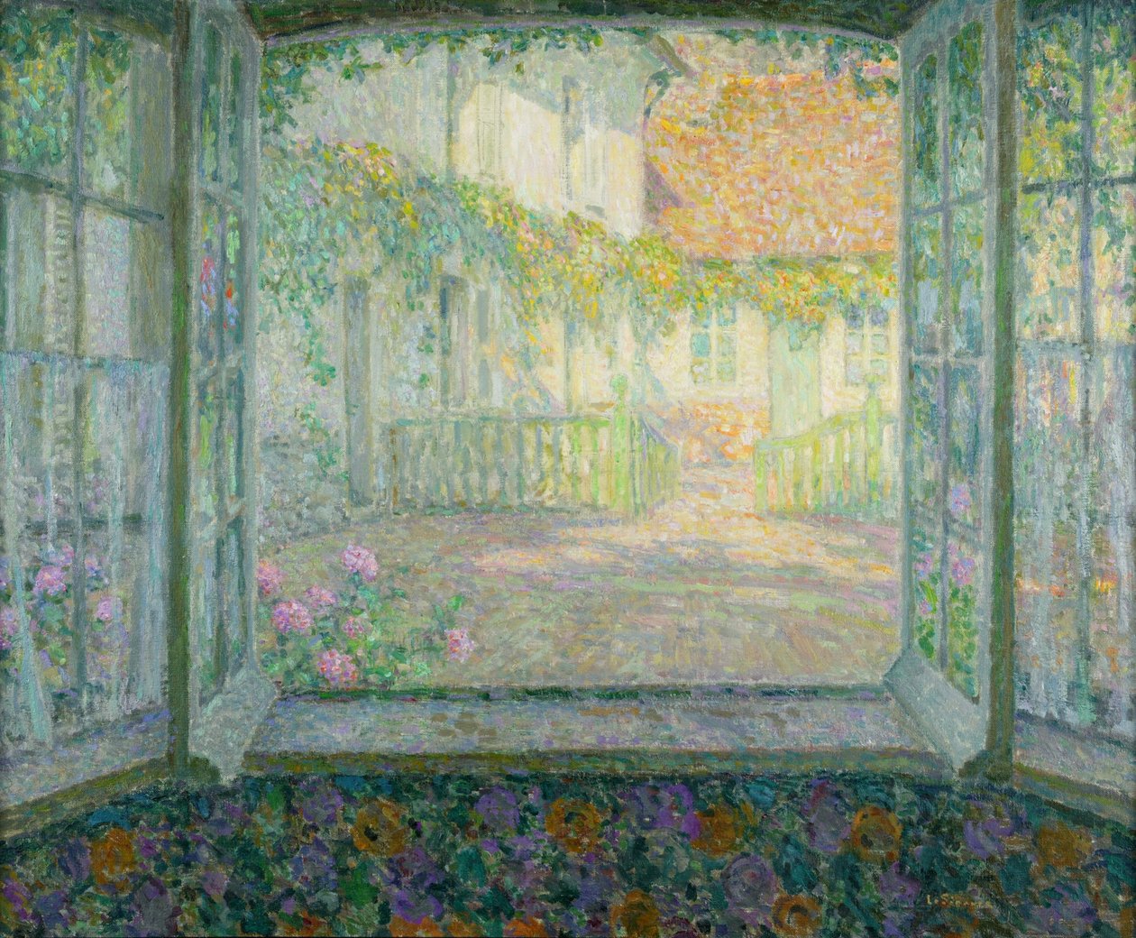 Hof von einem Fenster aus von Henri Eugene Augustin Le Sidaner