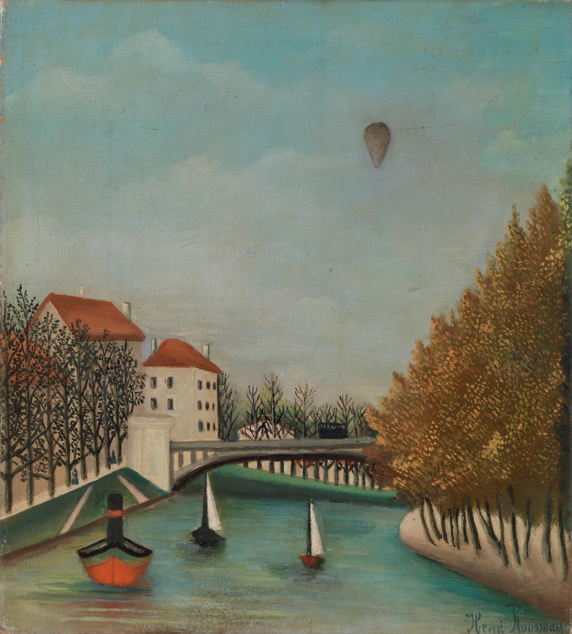 Flusslandschaft mit Ballon von Henri J.F. 1844 1910 Rousseau