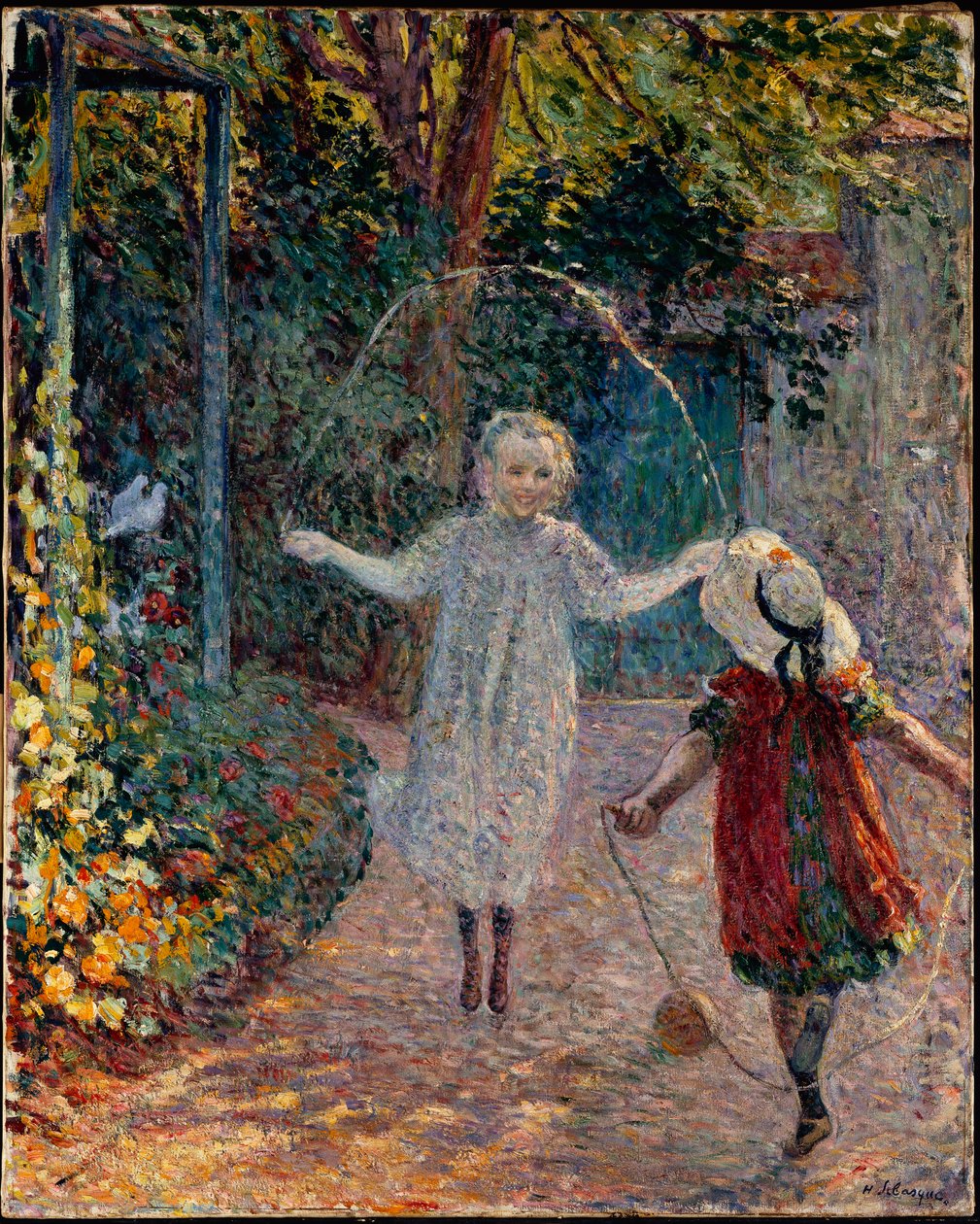 Kinder springen Seil im Garten von Henri Lebasque