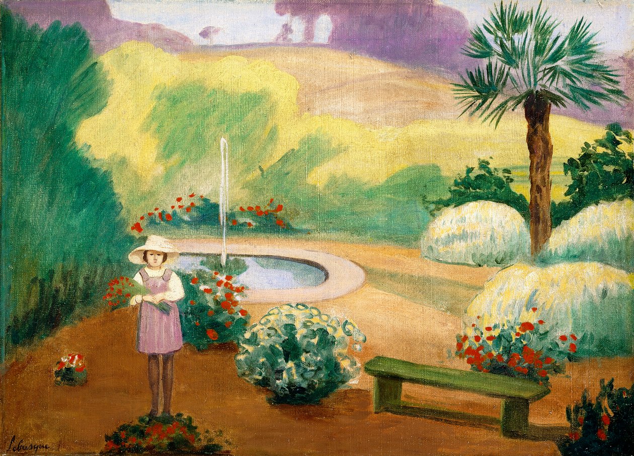Junges Mädchen in der Nähe des Brunnens von Henri Lebasque