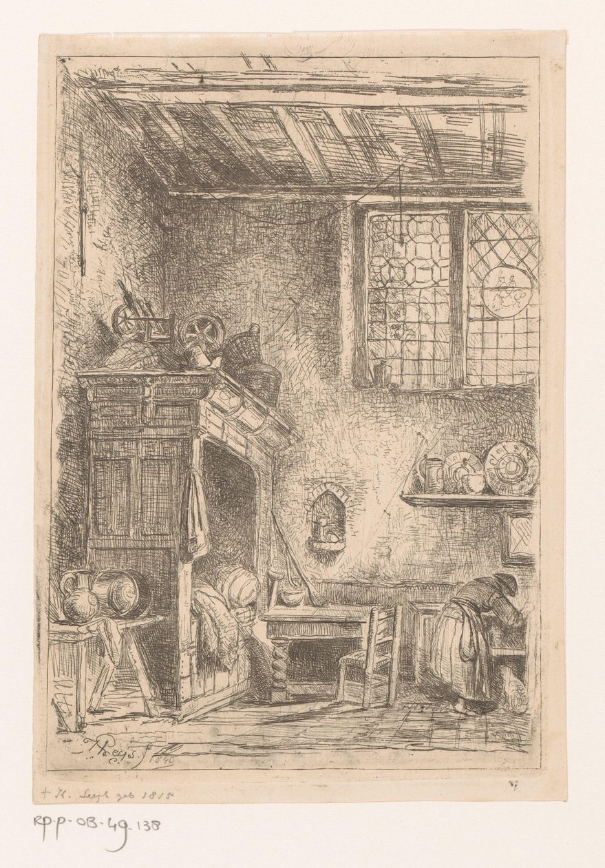 Flämisches Interieur mit Alkoven von Henri Leys (baron)