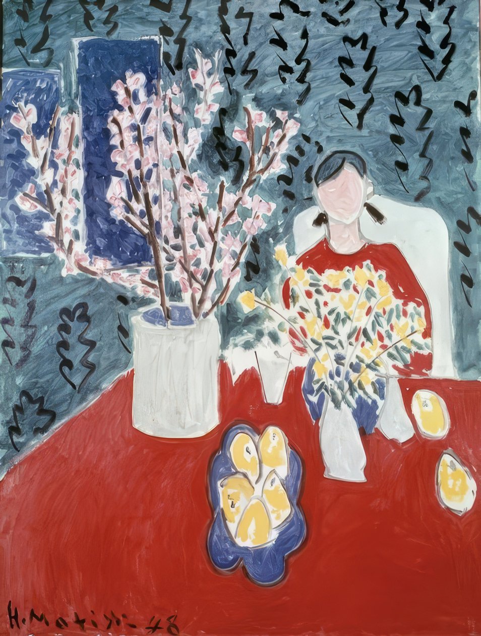 Zweige eines Pflaumenbaums auf grünem Hintergrund von Henri Matisse