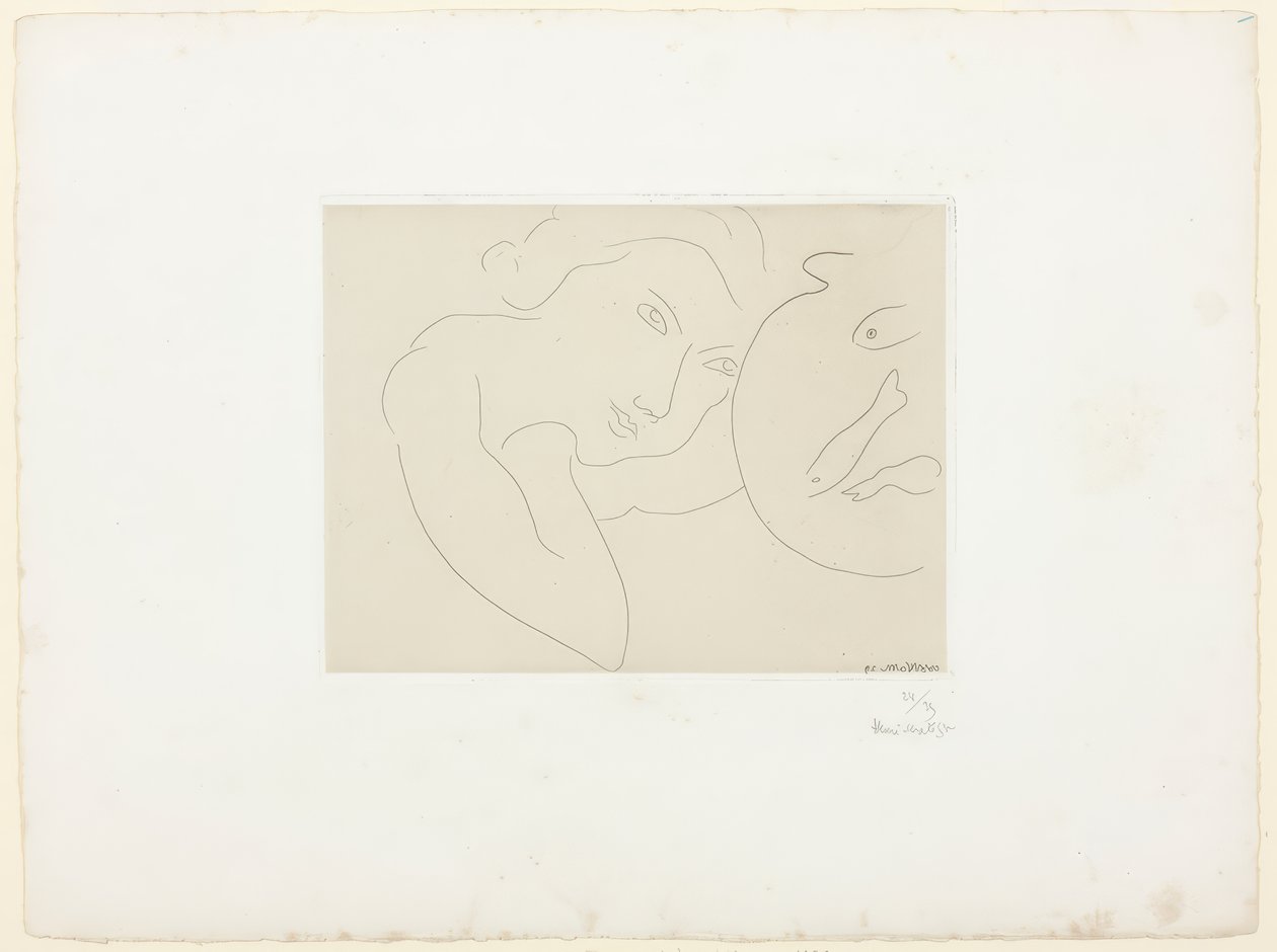 Geneigter Kopf und Fischglas von Henri Matisse