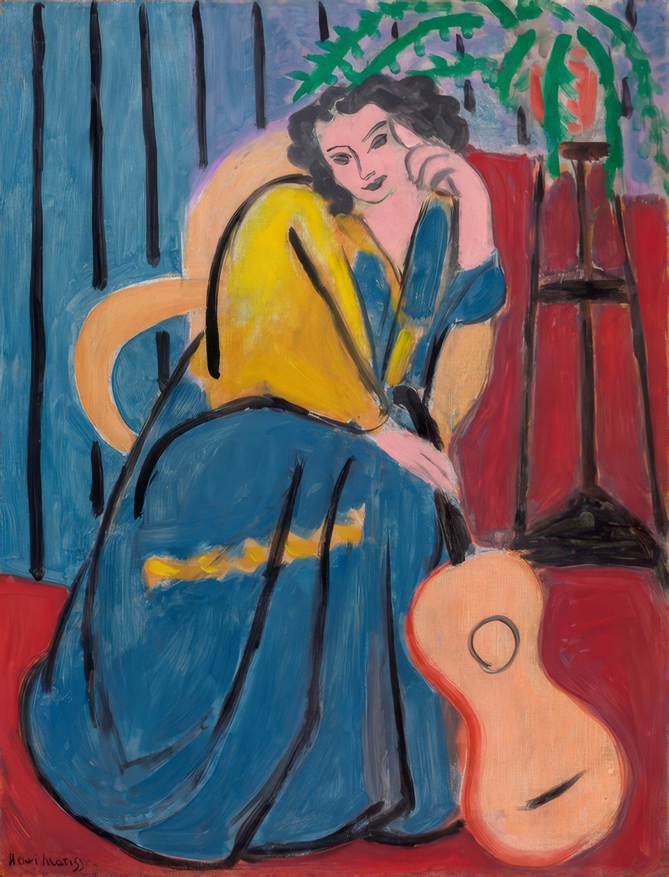 Mädchen in Gelb und Blau mit Gitarre von Henri Matisse