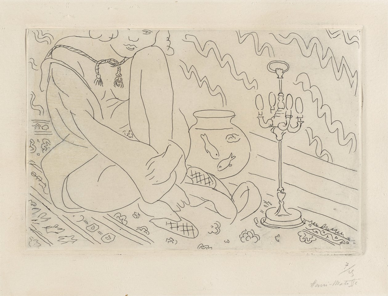 Frau, die in einem Innenraum sitzt von Henri Matisse