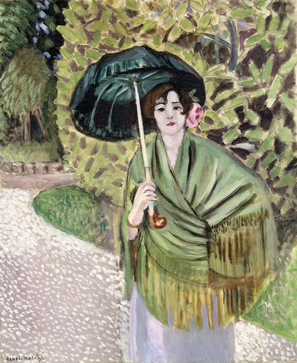 Frau mit grünem Sonnenschirm von Henri Matisse