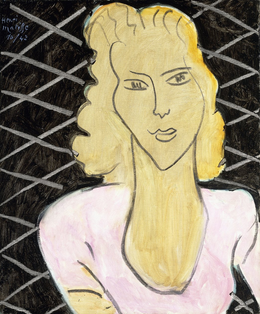 Junges Mädchen in einem rosa Kleid von Henri Matisse