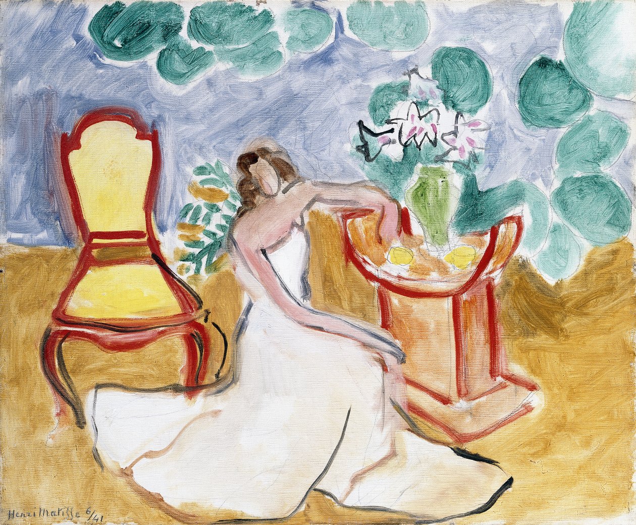 Junges Mädchen in einem weißen Kleid von Henri Matisse