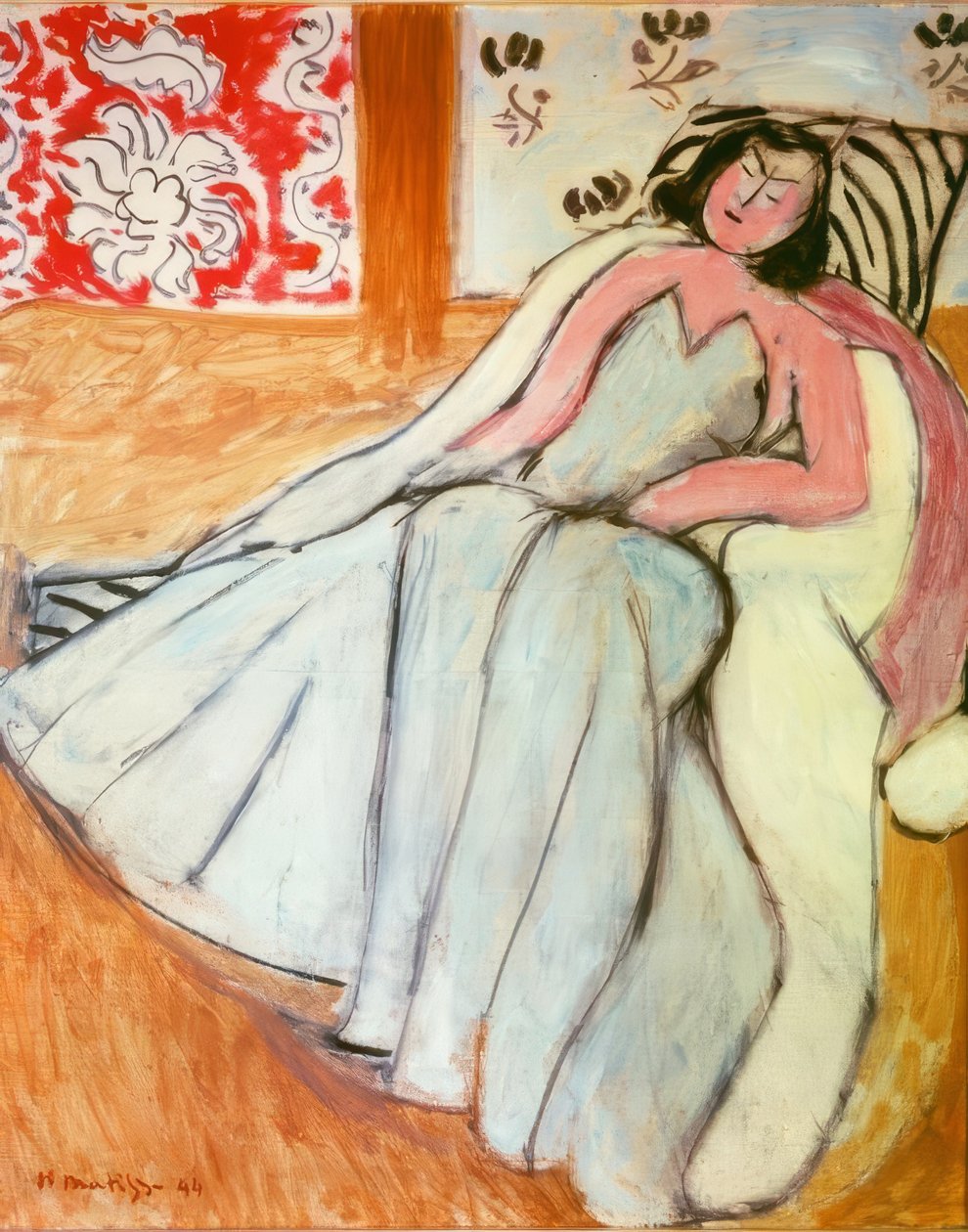 Junge Frau mit weißem Pelzmantel von Henri Matisse