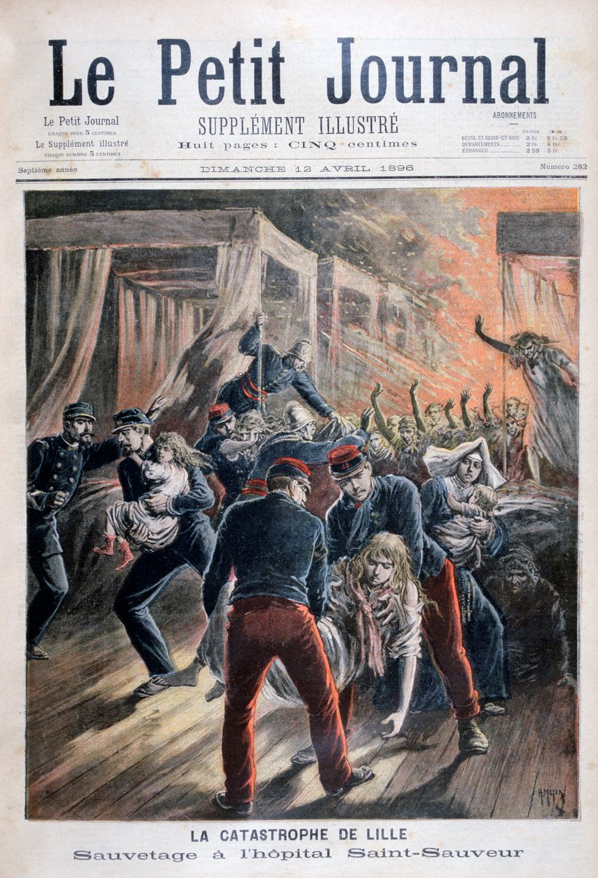 Katastrophe im Saint-Sauveur-Krankenhaus, Lille, Frankreich, 1896 von Henri Meyer