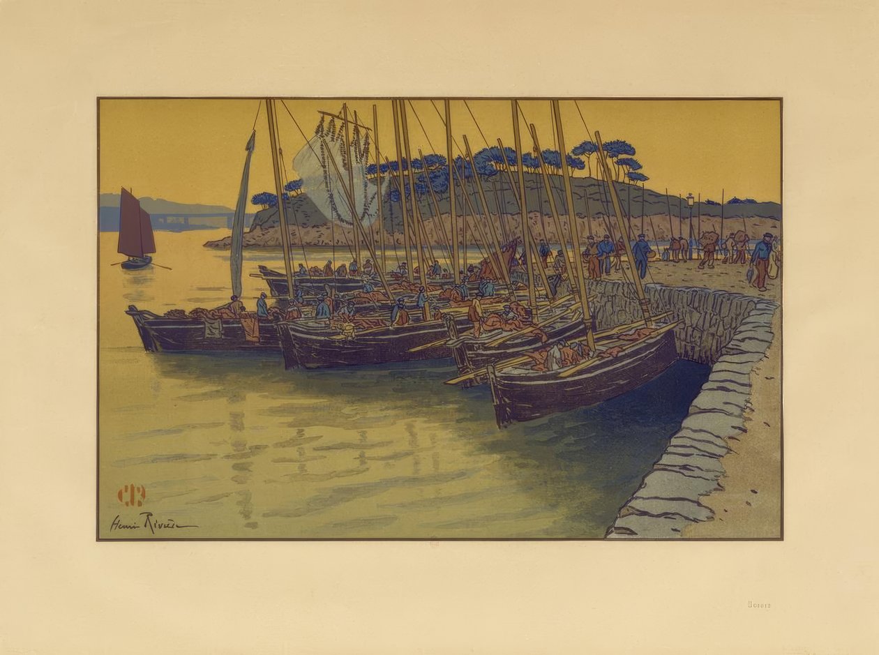 Ankunft der Boote in Tréboul von Henri Rivière