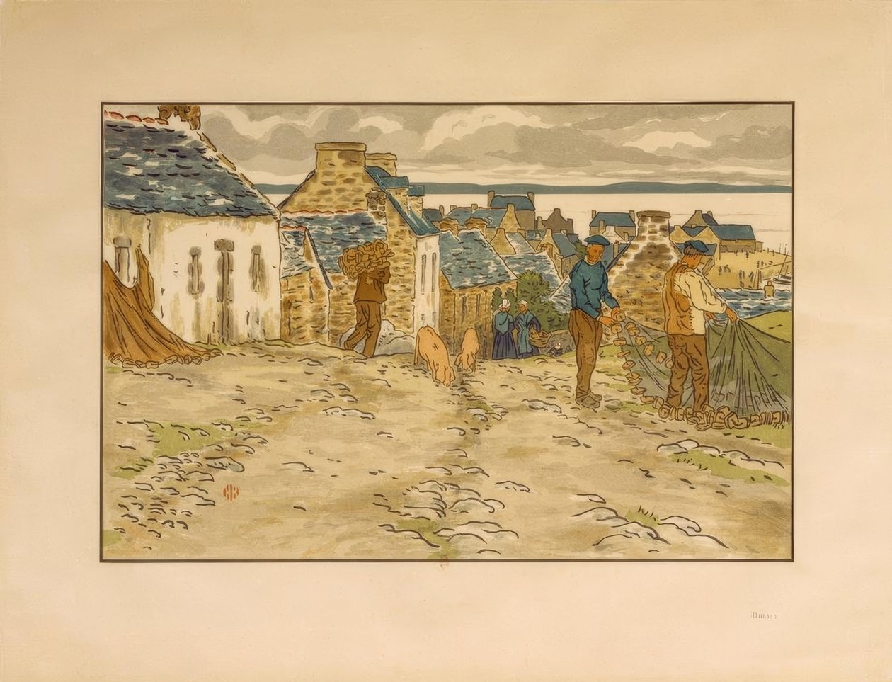 Straße in Tréboul von Henri Rivière