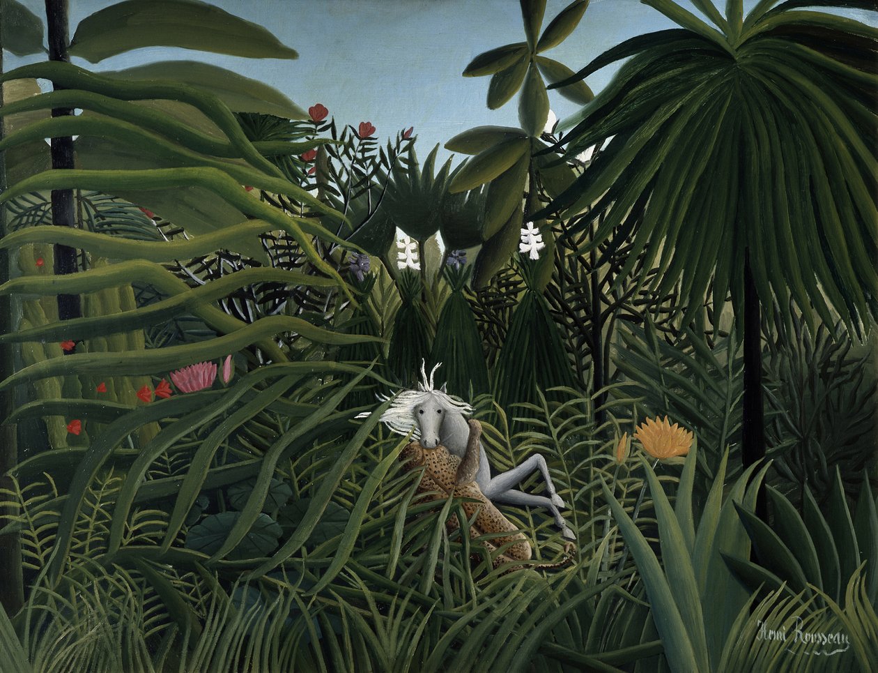 Jaguar greift ein Pferd an, 1910 von Henri Rousseau