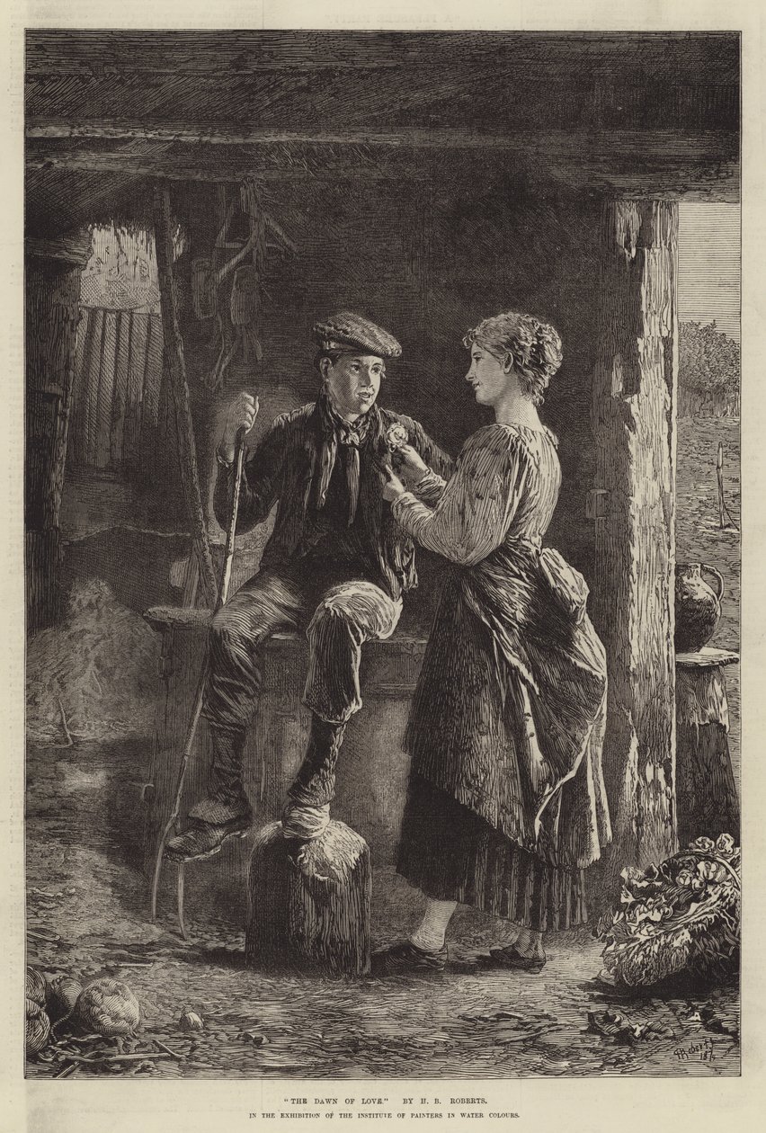 Die Morgendämmerung der Liebe, in der Ausstellung des Instituts der Aquarellmaler von Henry Benjamin Roberts