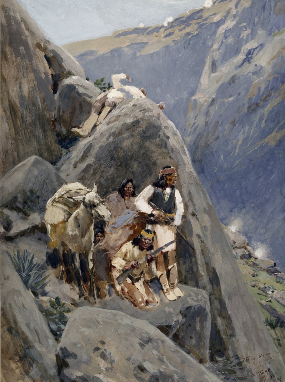 Apachen-Indianer in den Bergen, 1895-98 von Henry Francois Farny