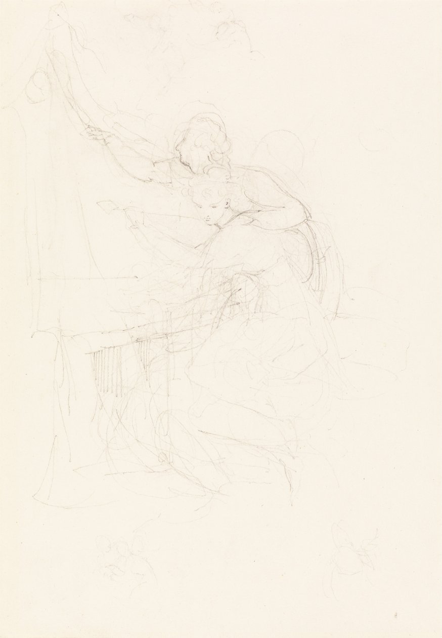 Mädchen und Jugendlicher an einem Tisch von Johann Heinrich Füssli
