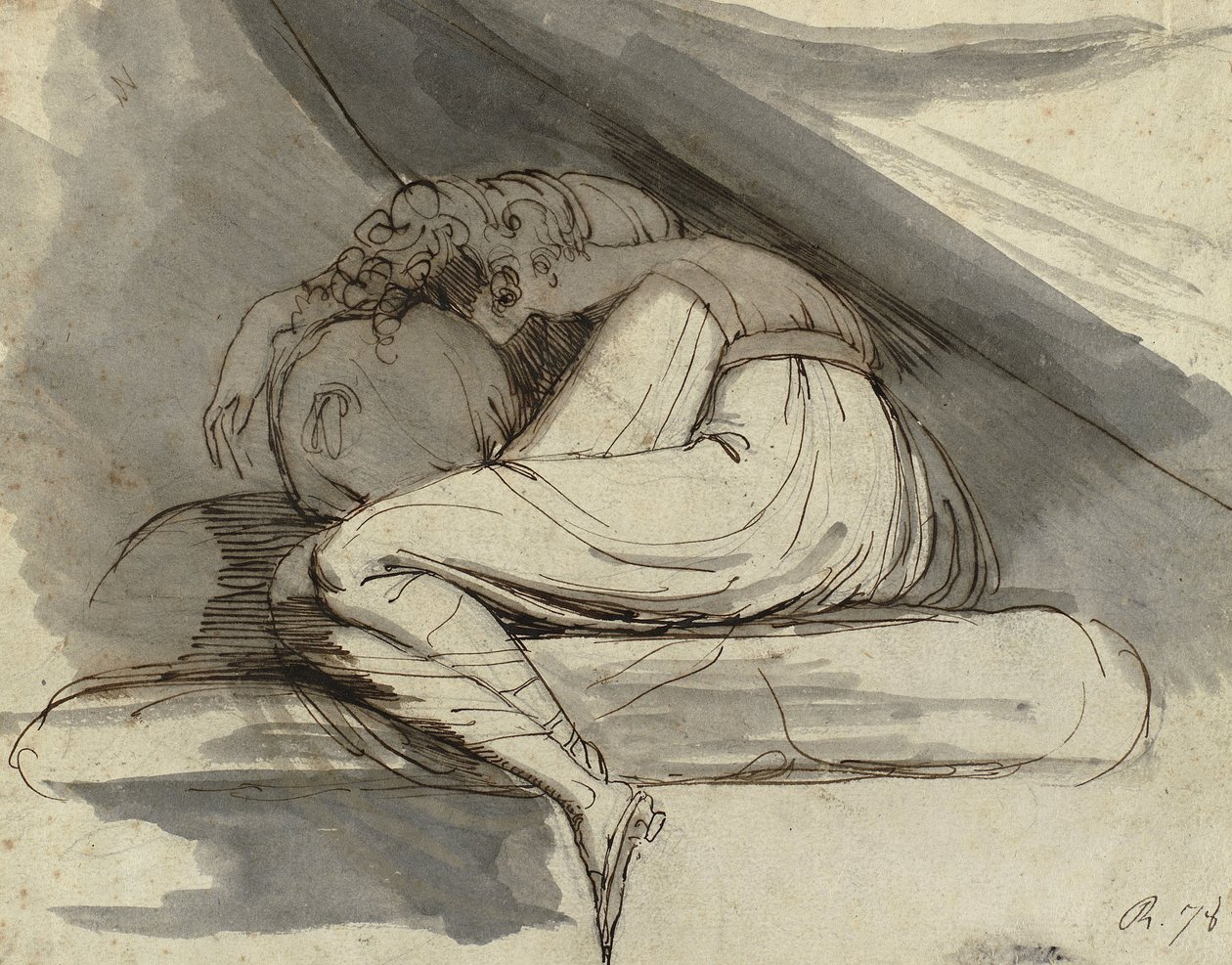 Sitzende Frau, zusammengerollt von Johann Heinrich Füssli