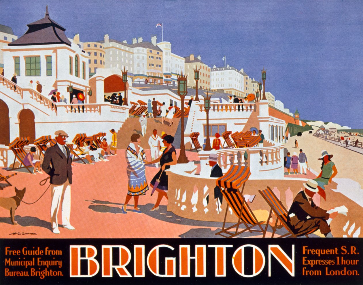 Plakat zur Werbung für Reisen nach Brighton von Henry George Gawthorn