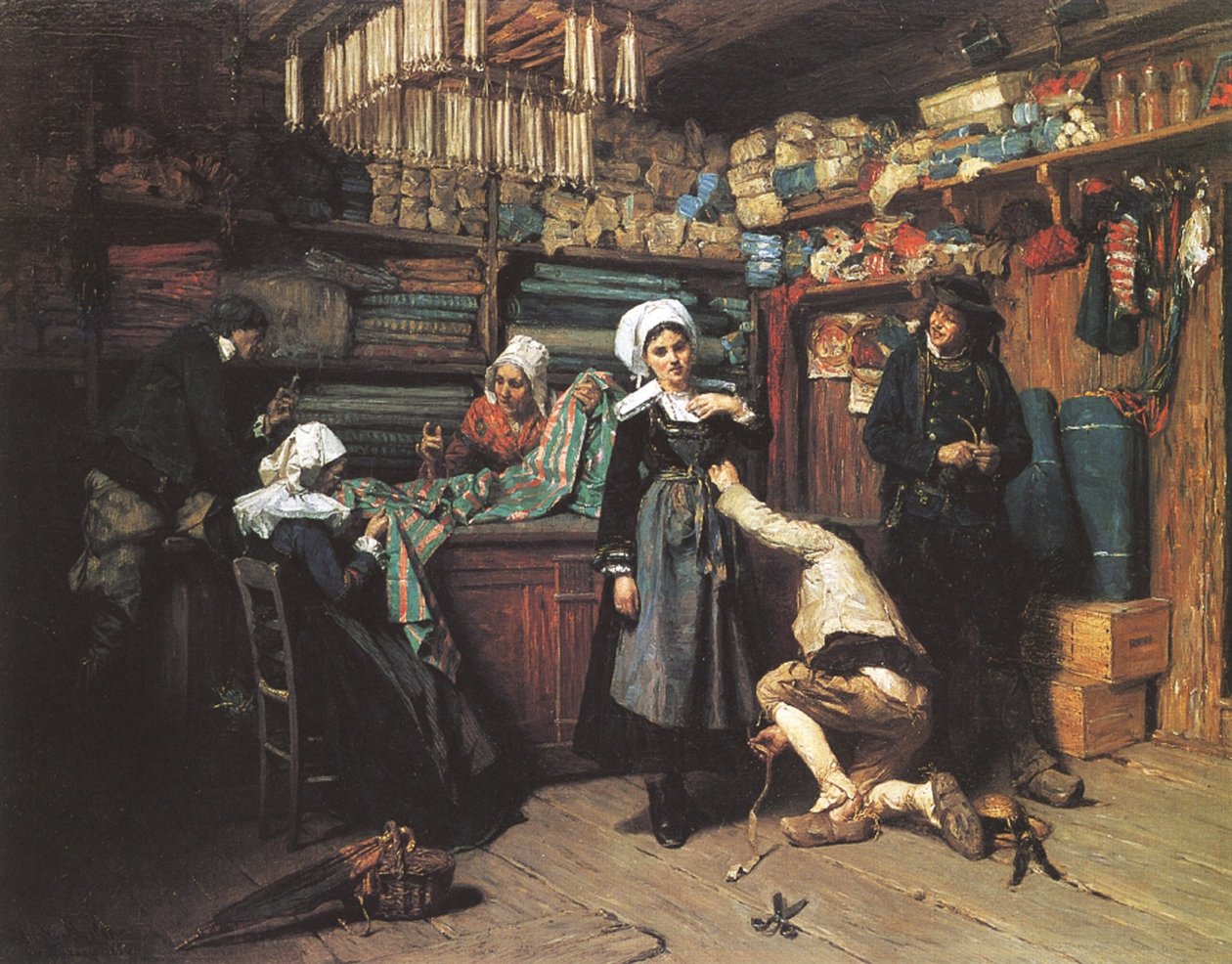 Die Aussteuer der Braut, Bretagne, 1880 von Henry Mosler