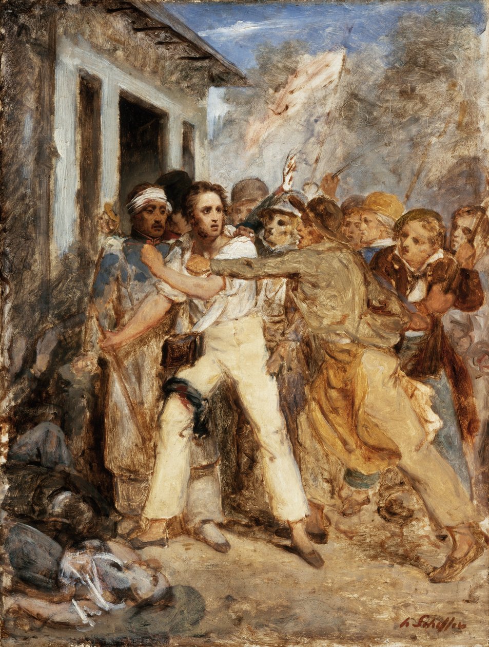 Studie für eine Kampfszene: Ein Mann wird verhaftet, ca. 1830 von Henry Scheffer