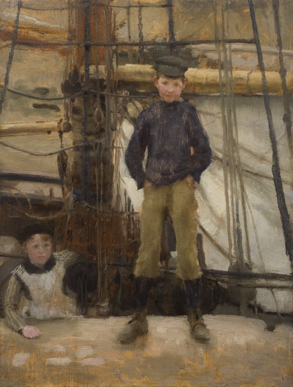 Zwei Kinder auf Deck von Henry Scott Tuke