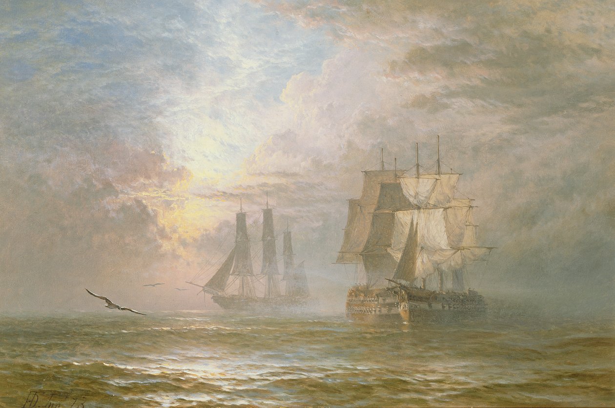 Kriegsschiffe vor Anker, 1873 von Henry Dawson