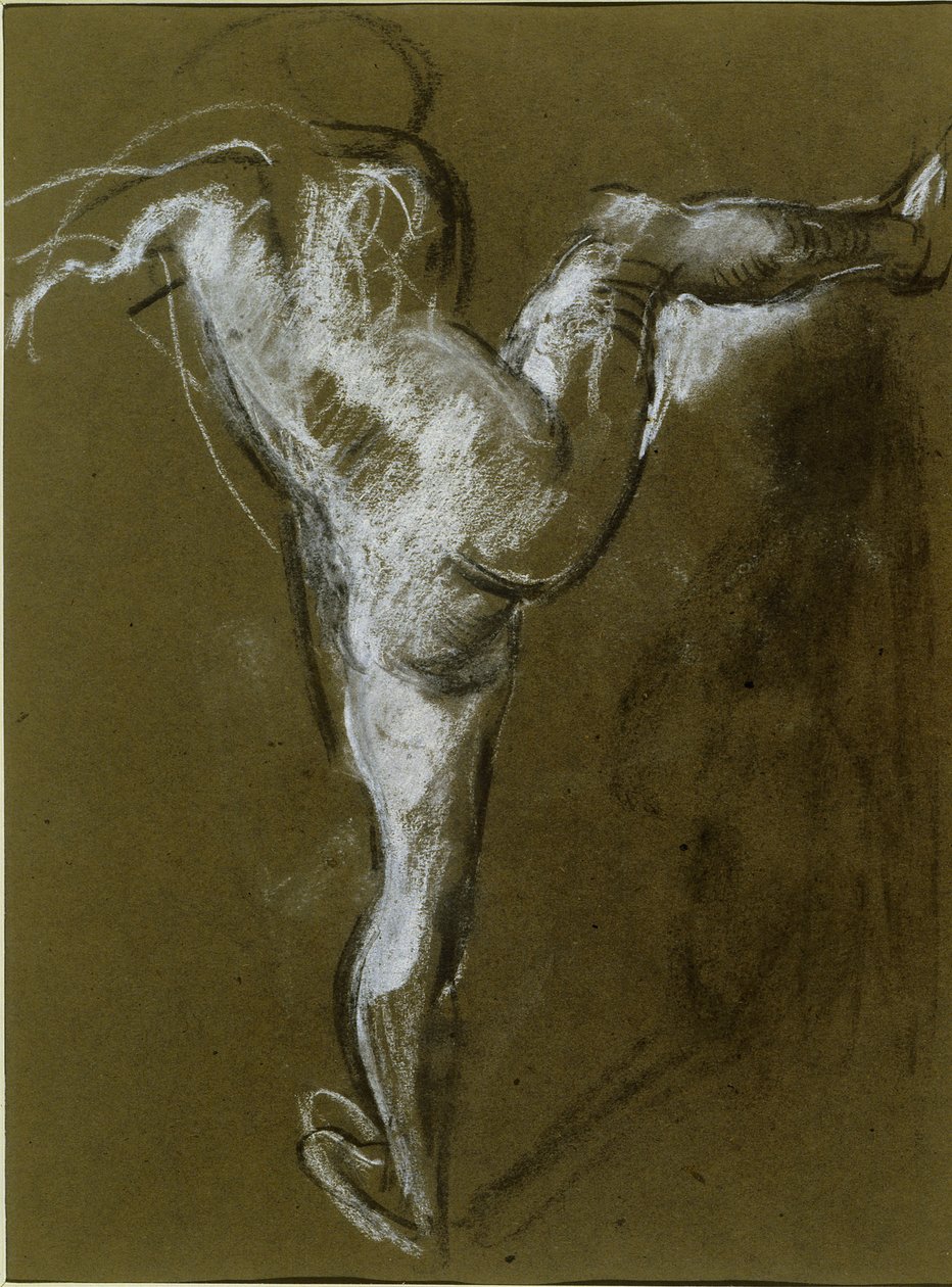 Nacktes Mädchen mit erhobenem rechtem Bein von Henry Tonks