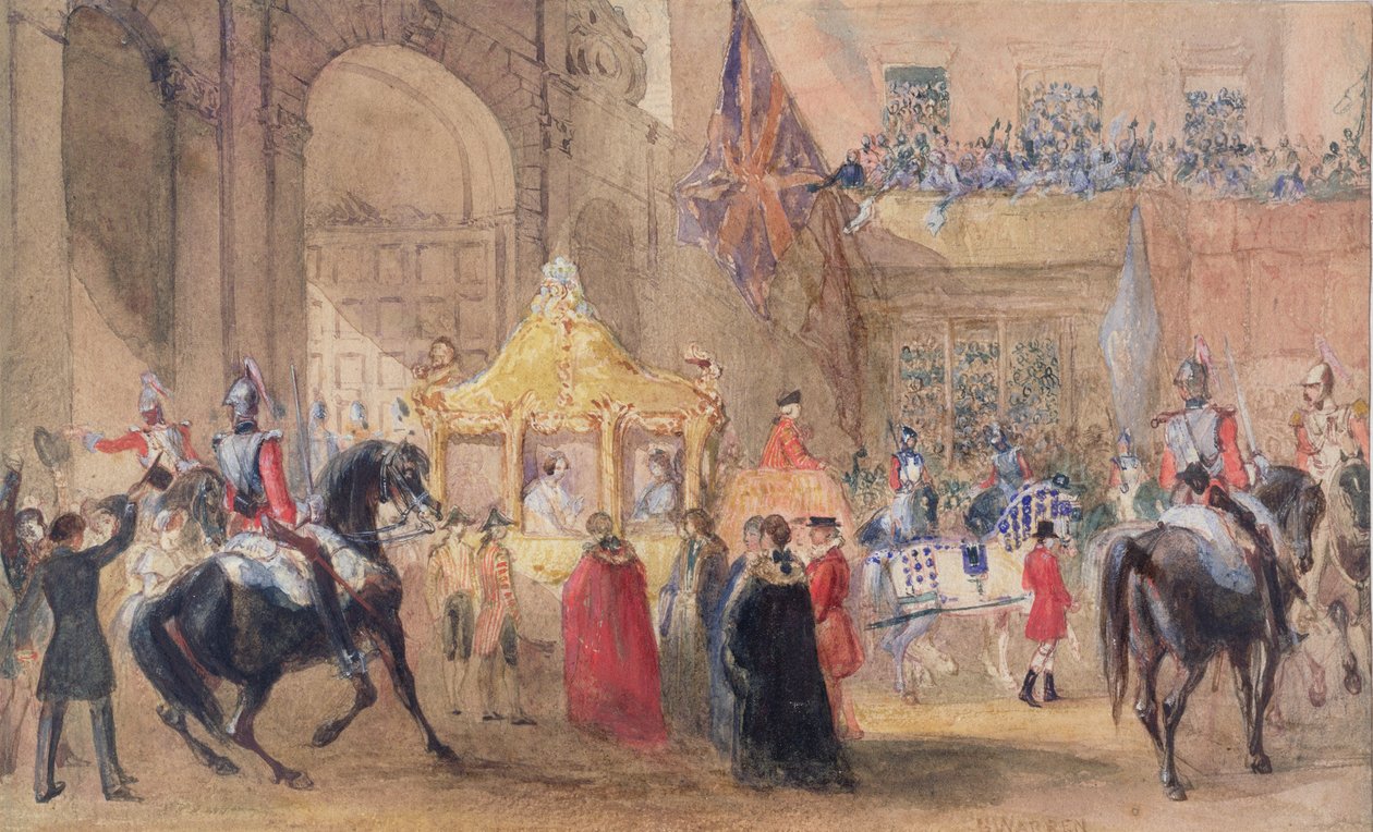 Der Lord Mayor bereit, Königin Victoria (1819-1901) am Temple Bar im Jahr 1837 zu begrüßen von Henry Warren