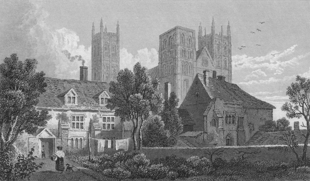 Kathedrale von Canterbury, Kent, ca. 1831 von Henry Adlard