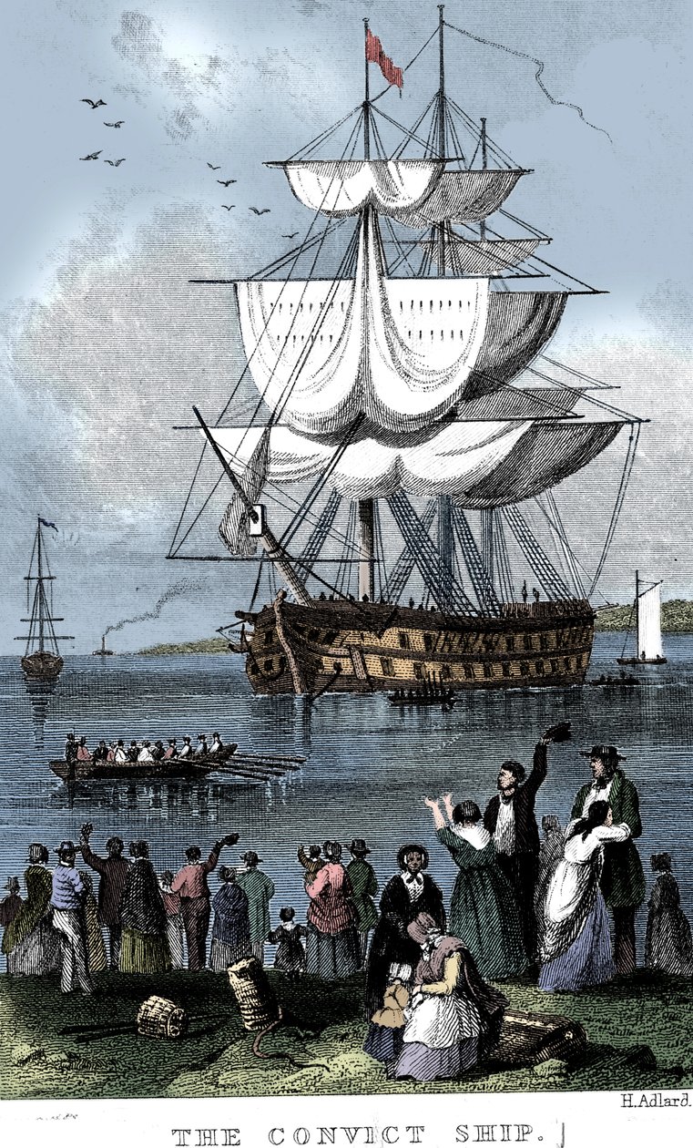 Das Sträflingsschiff, ca. 1820 von Henry Adlard