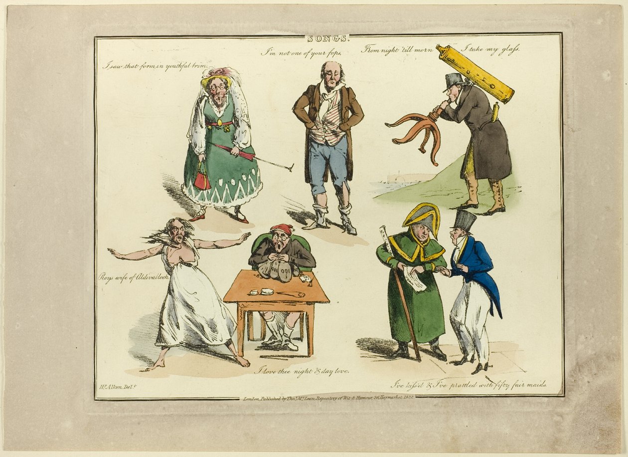 Tafel aus Illustrationen zu beliebten Liedern von Henry Alken