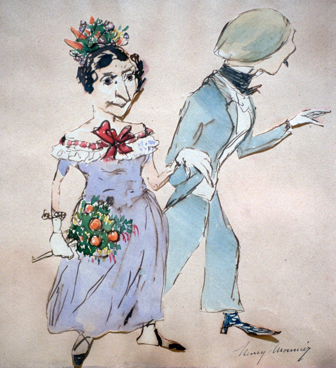 Das Paar mit dem Blumenstrauß, um 1825-1877 von Henry Bonaventure Monnier