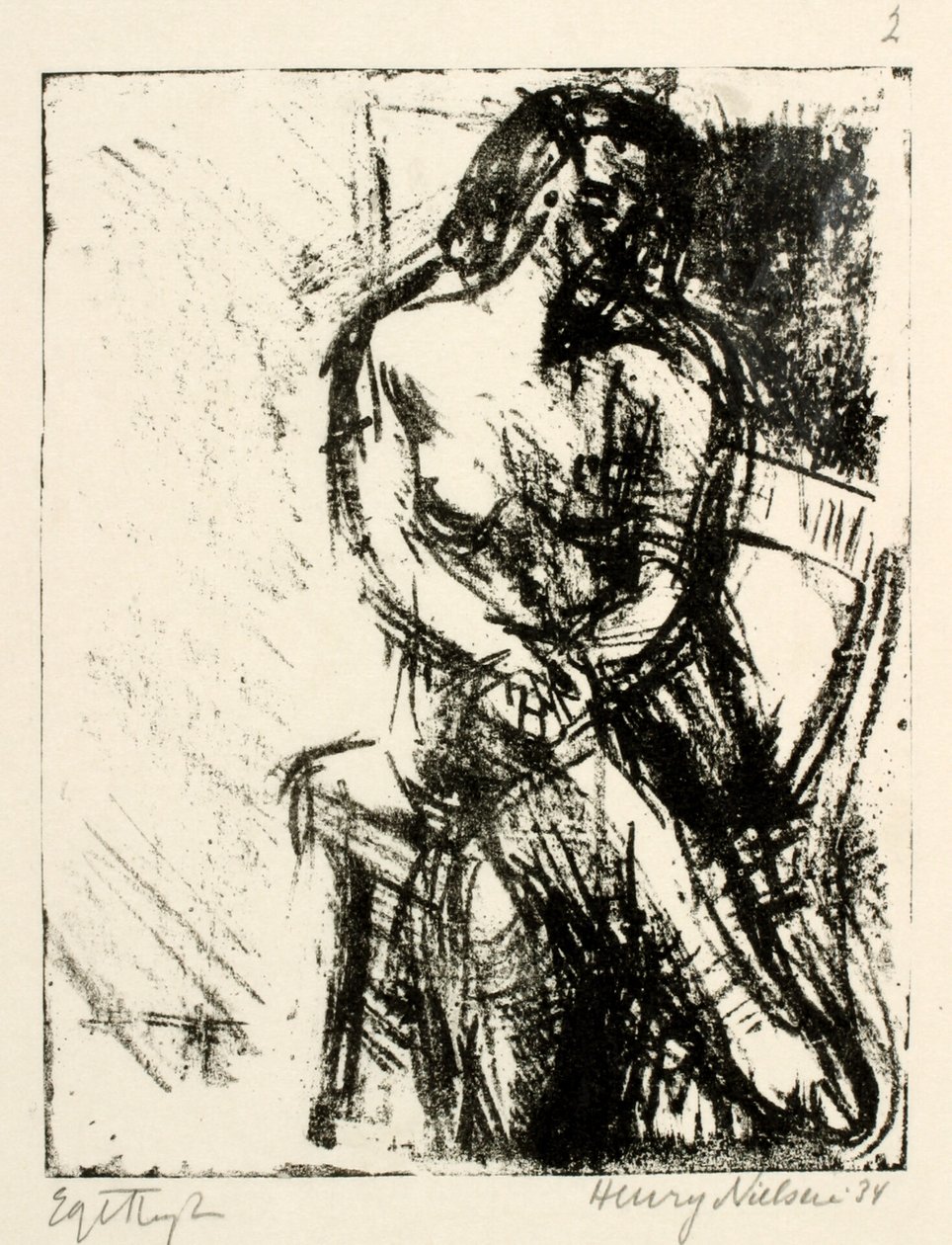 Sitzendes weibliches Modell von Henry Nielsen