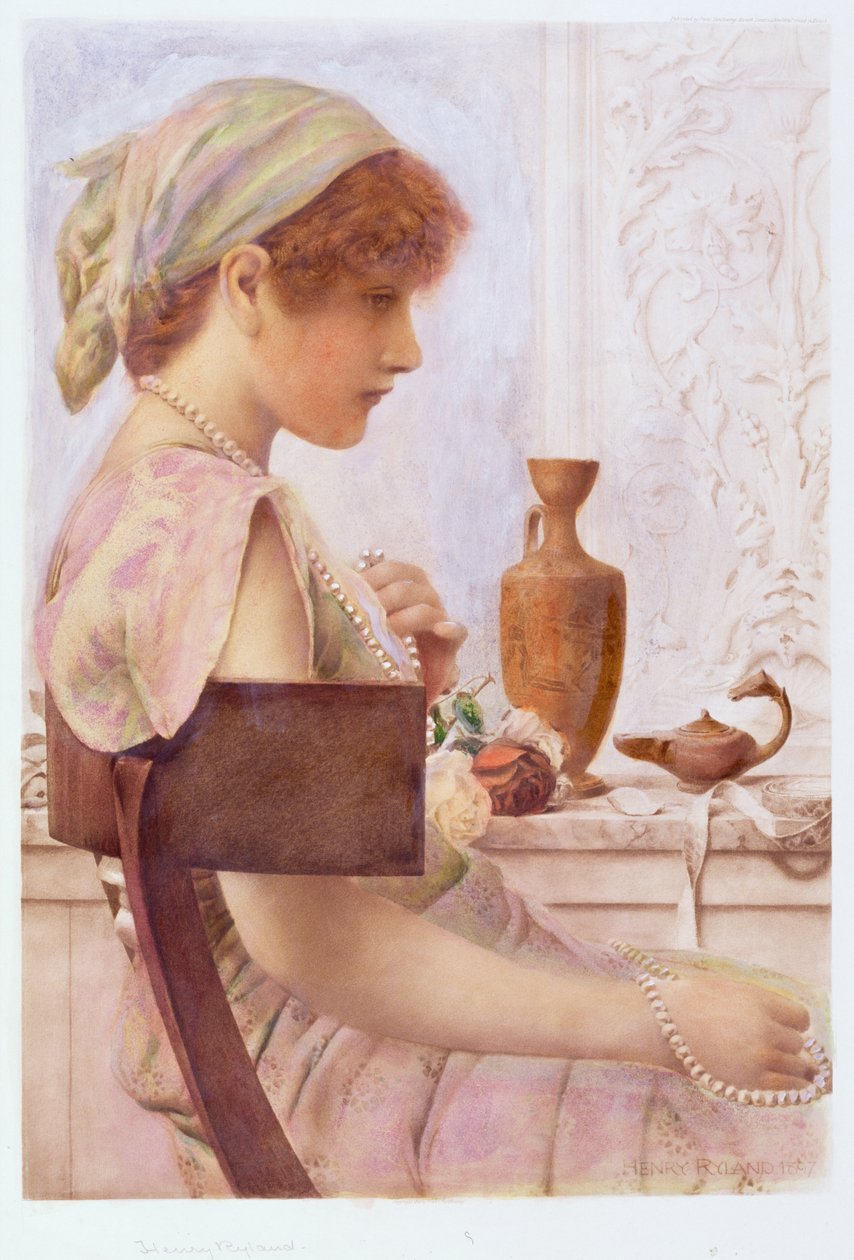 Mädchen mit Perlen von Henry Ryland
