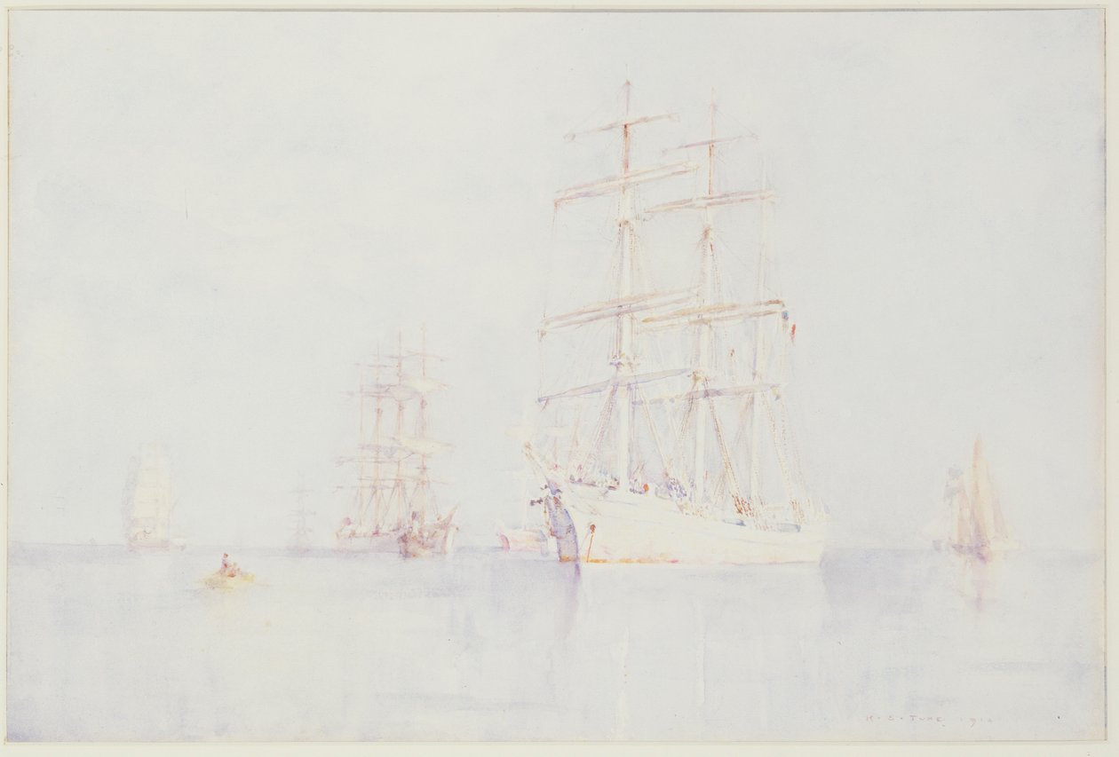 Vertäute Klipper, 1914 von Henry Scott Tuke