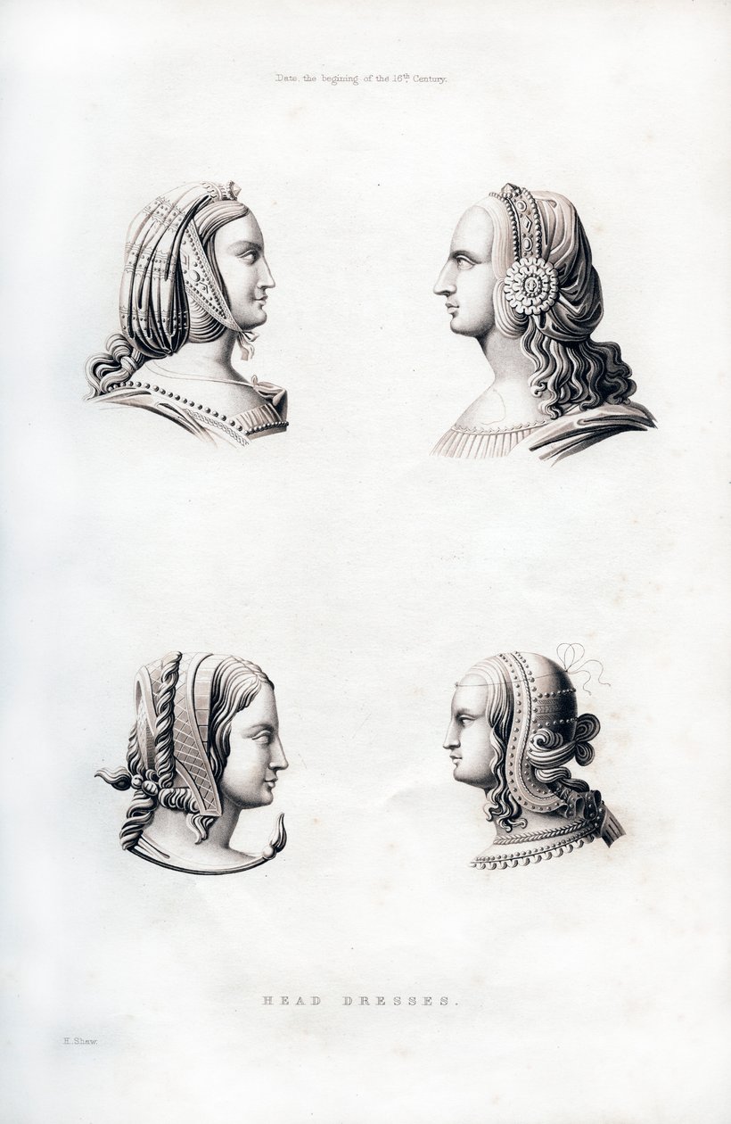 Kopfbedeckungen, frühes 16. Jahrhundert, 1843 von Henry Shaw