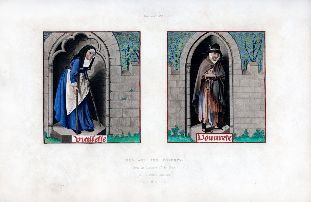 Alter und Armut, um 1480, 1843 von Henry Shaw