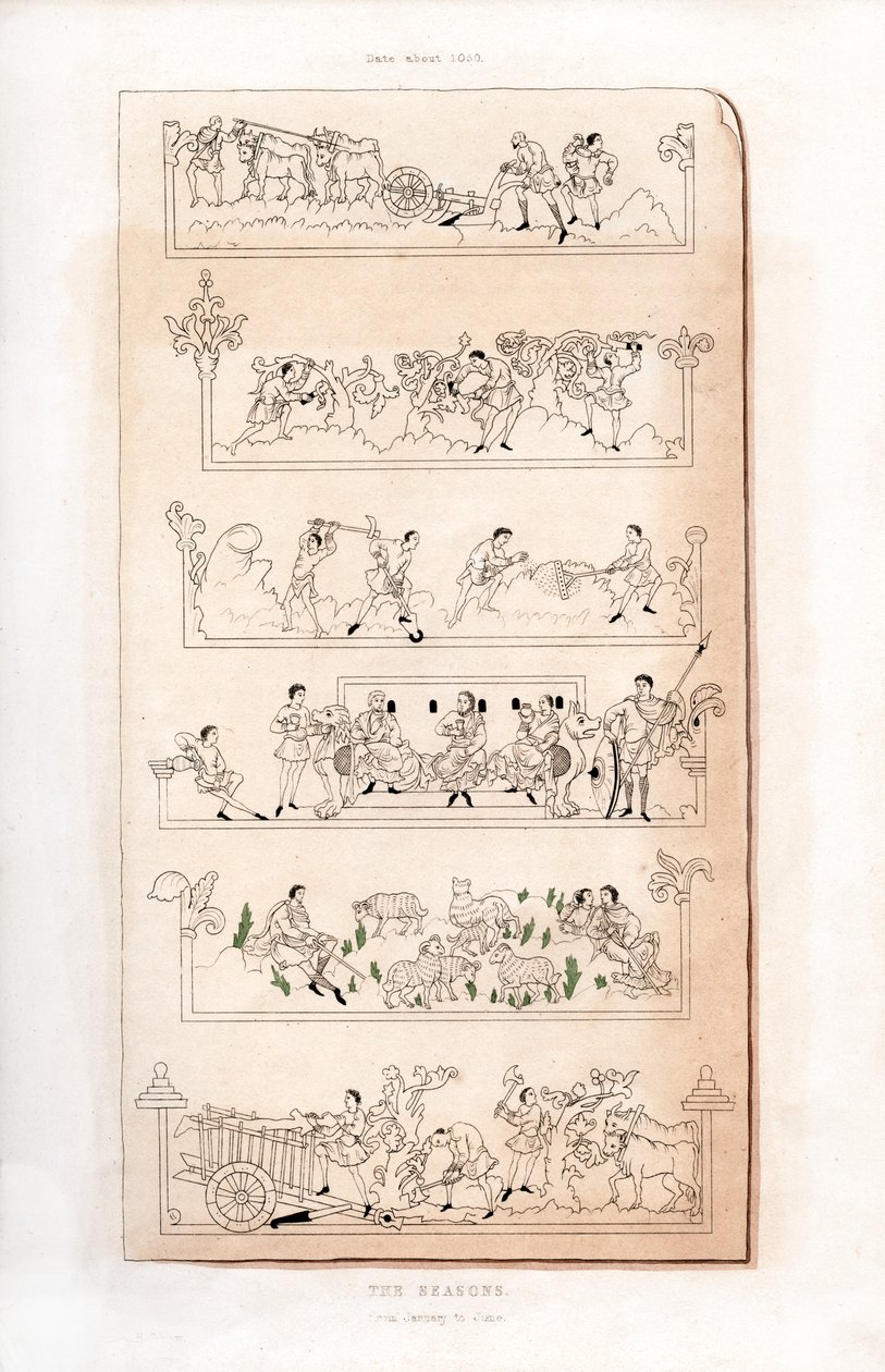 Die Jahreszeiten, um 1050, 1843 von Henry Shaw