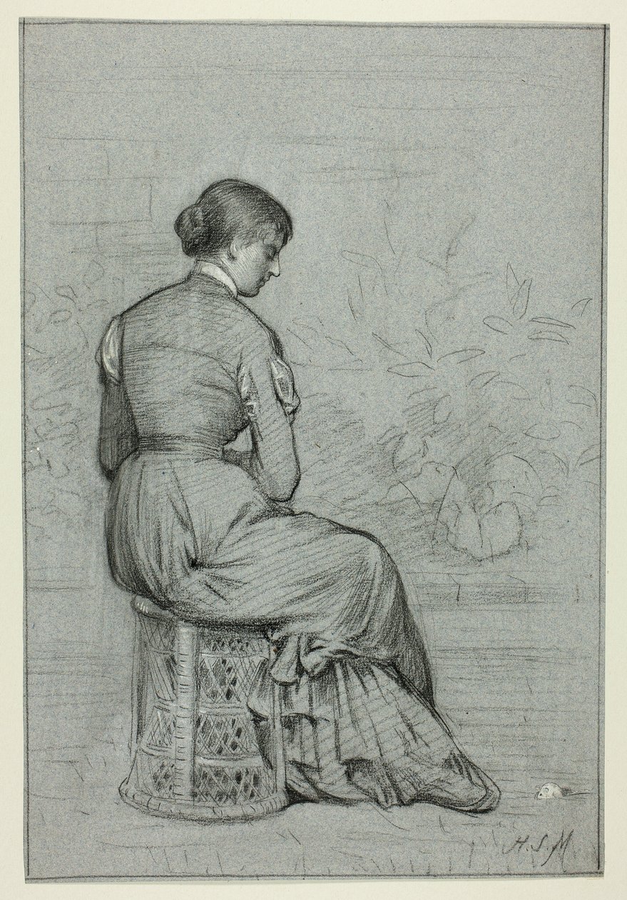 Frau auf einem Tabouret sitzend von Henry Stacy Marks
