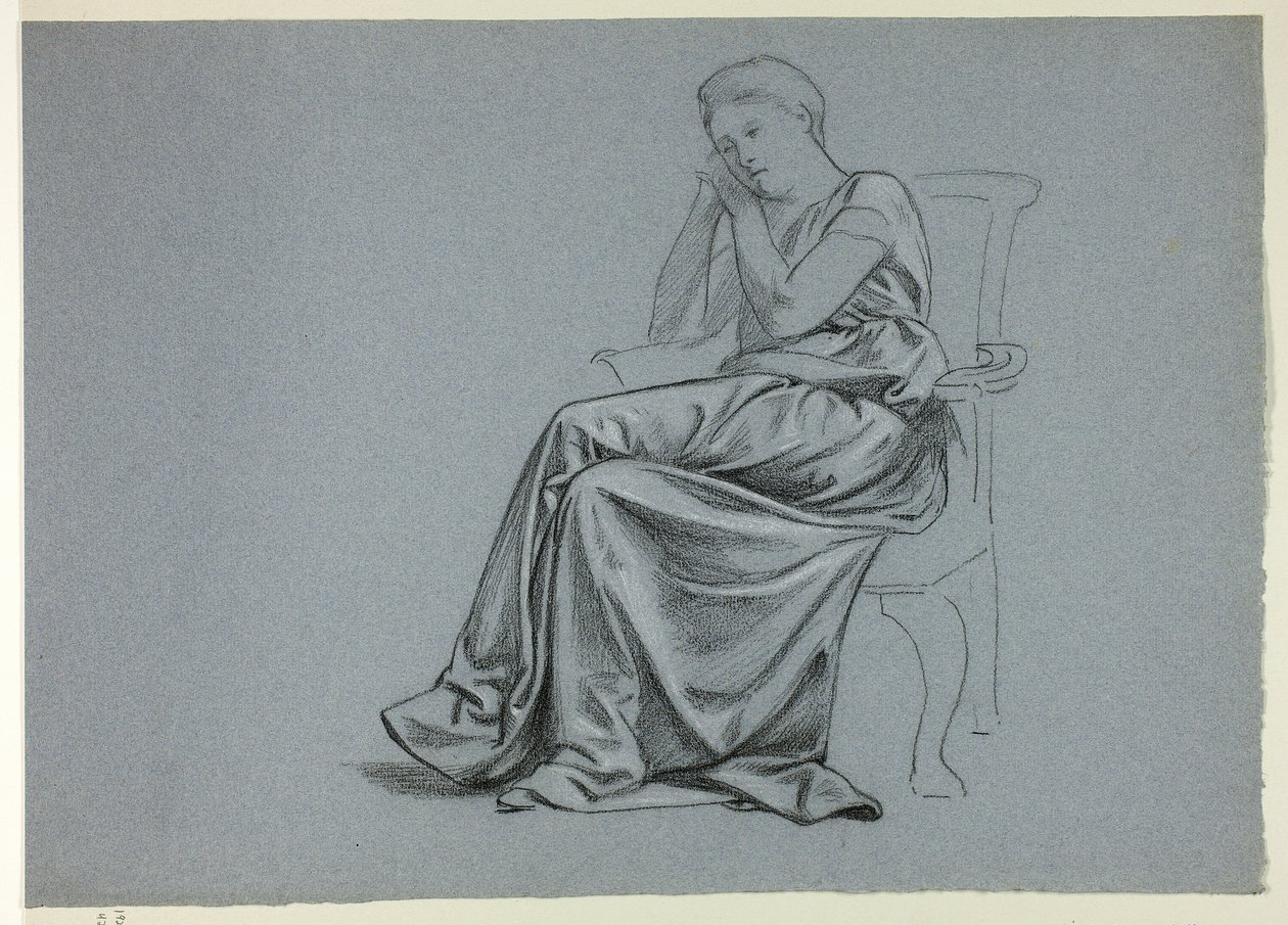 Frau im lockeren Kleid auf Stuhl von Henry Stacy Marks