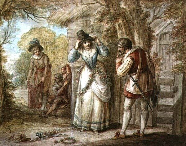 Florizel und Autolycus wechseln die Kleidung von Henry William Bunbury