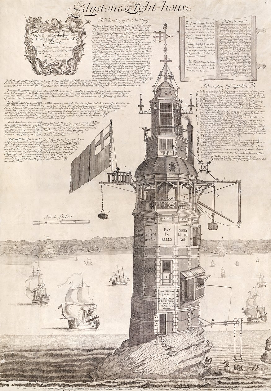 Edystone Leuchtturm, veröffentlicht ca. 1762 von Henry Winstanley