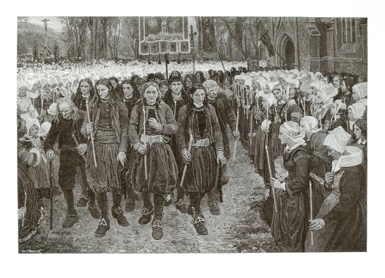 Eine religiöse Prozession in der Bretagne von Henry Wolf