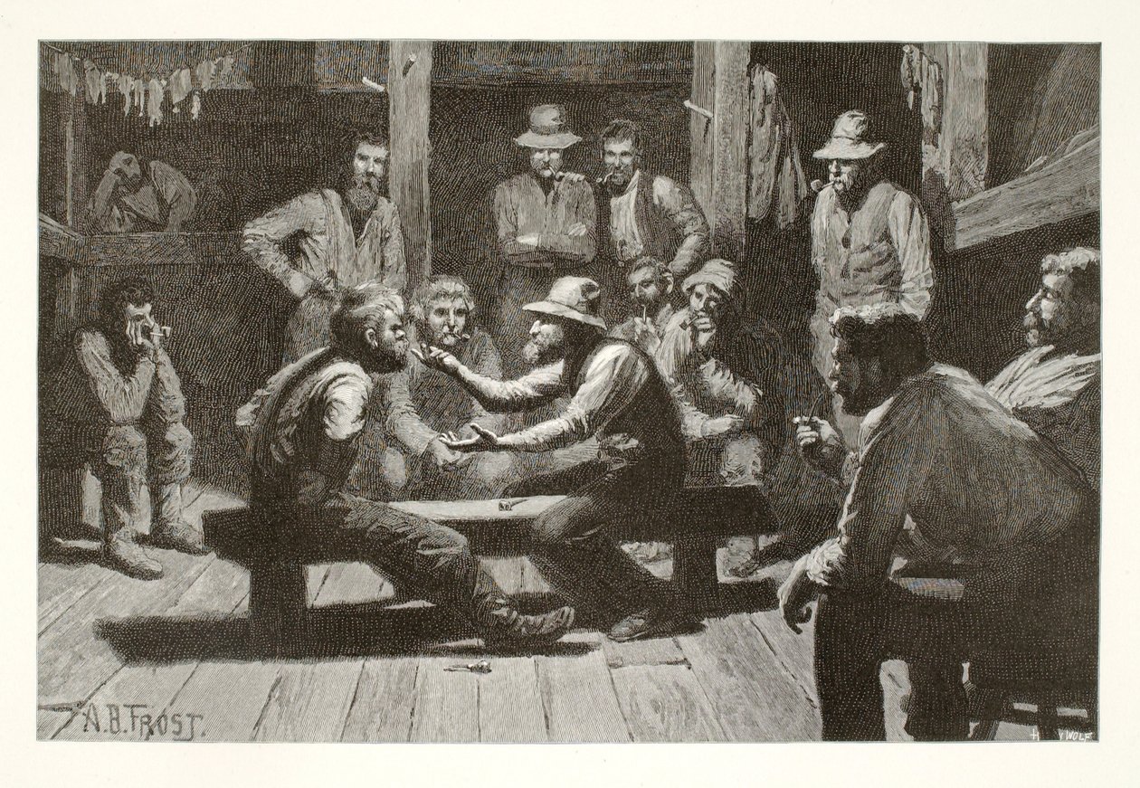 Politische Diskussion in einer Holzfällerhütte von Henry Wolf