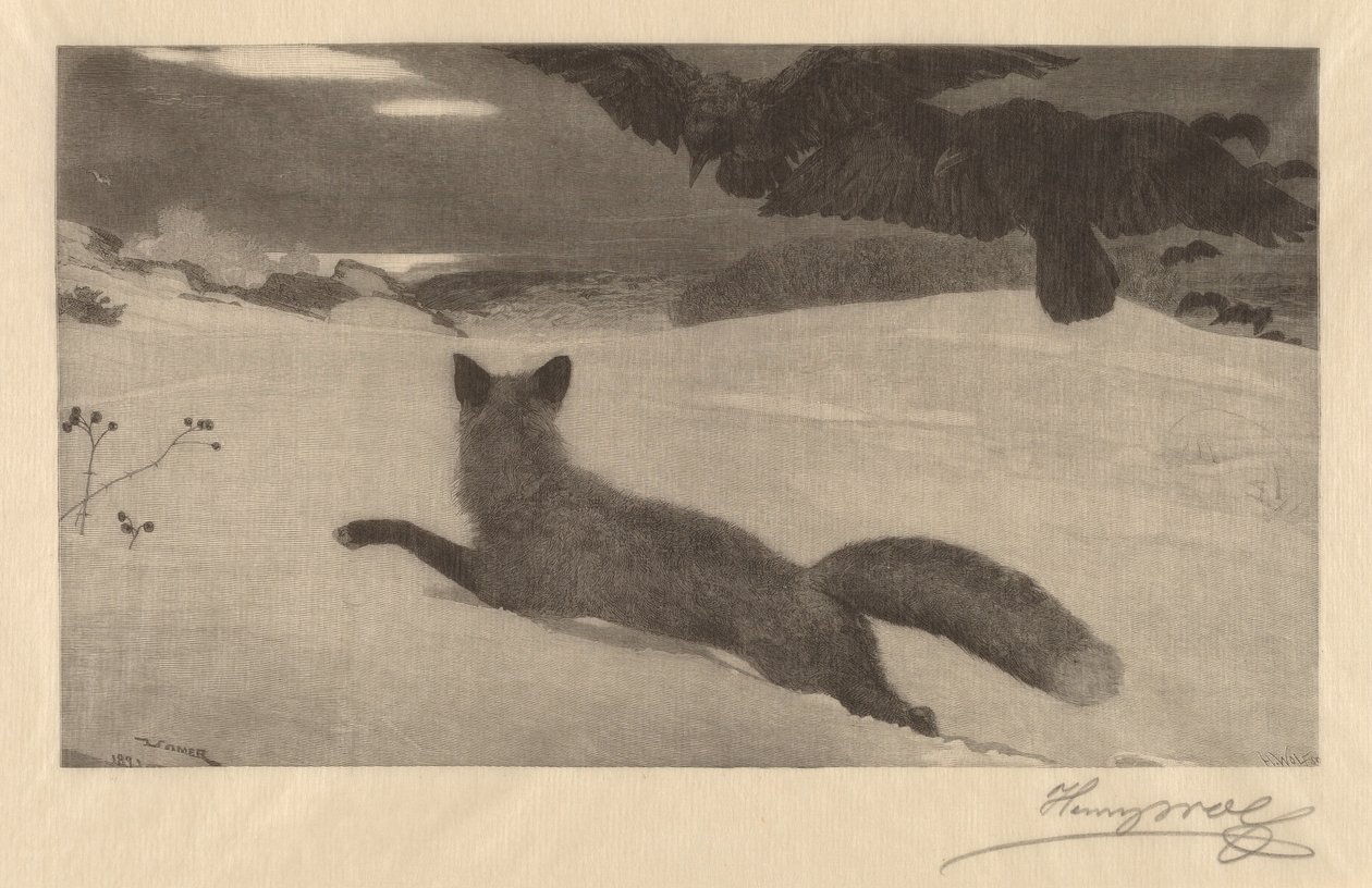 Winter, die Fuchsjagd von Henry Wolf after Winslow Homer