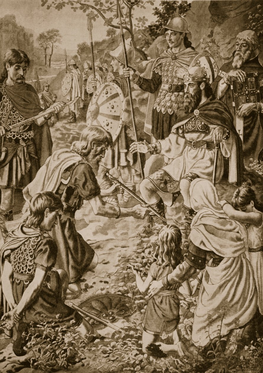Die Unterwerfung von Guthrum vor König Alfred von Herbert Alfred Bone