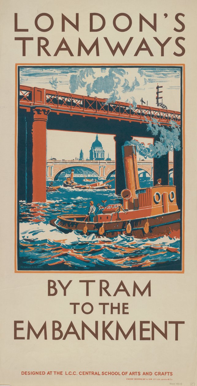 Mit der Straßenbahn zum Embankment, 1924 von Herbert Kerr Rooke